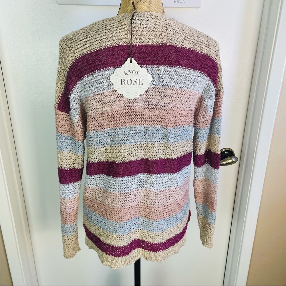 Knox Rose Sweater Women Small Loose Knit Striped Oversized Sweatshirt Top Blouse - Picture 4 of 13